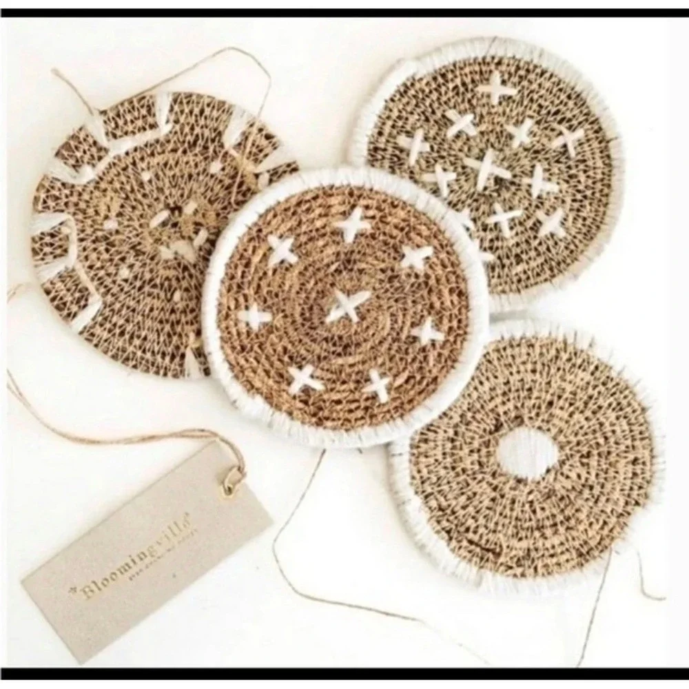 Woven Seagrass Coasters NEW Set of 4‎ Bloomingville Ever Changing Homes Neutral